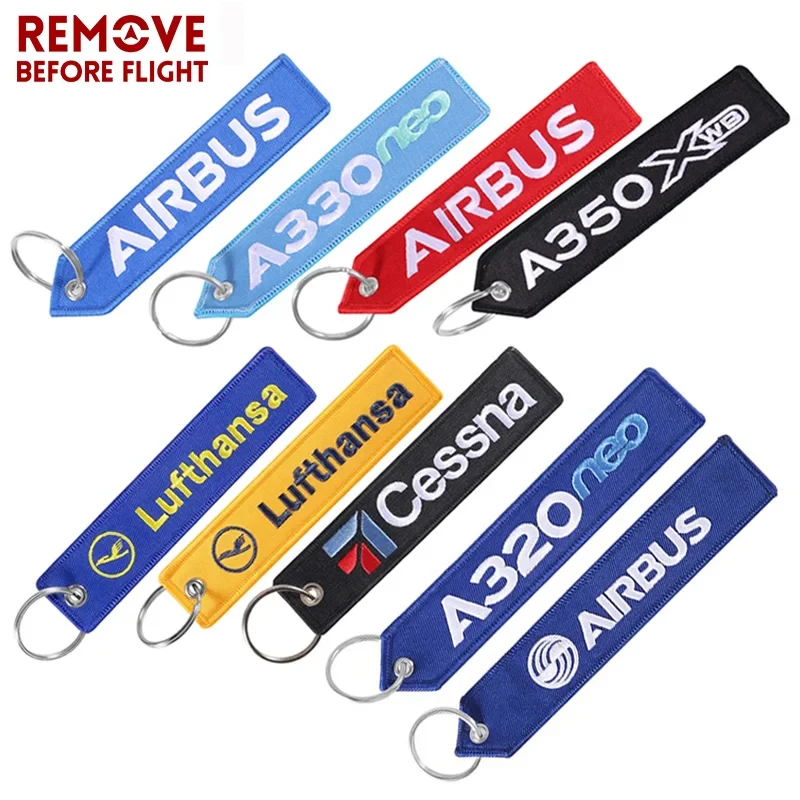 1PC AIRBUS Keychain Motorcycle Car Embroider Key Ring A320 Aviation KeyRing Chain For Aviation Gift Strap Lanyard For Bag Zipper