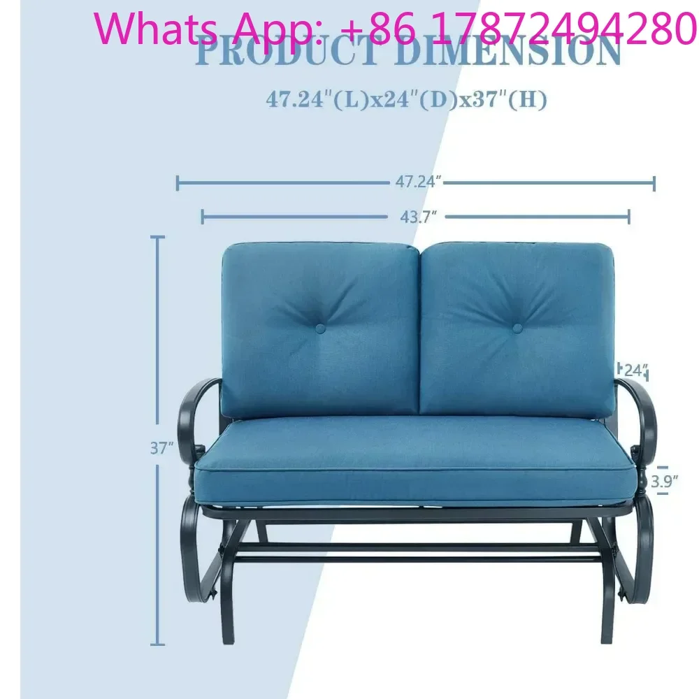 Outdoor Rocking Chair with Cushion, Seating Loveseat Steel Frame