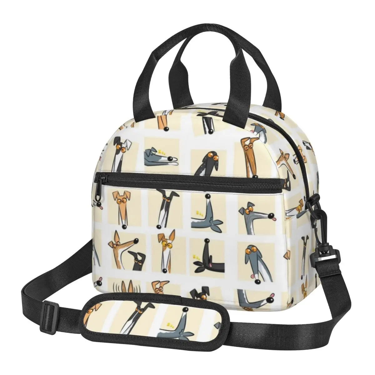 Greyhound Ears Big Red  Insulated Lunch Bag for Women Bento Storage Food Boxes Leakproof Cooler Thermal Lunch Box Tote