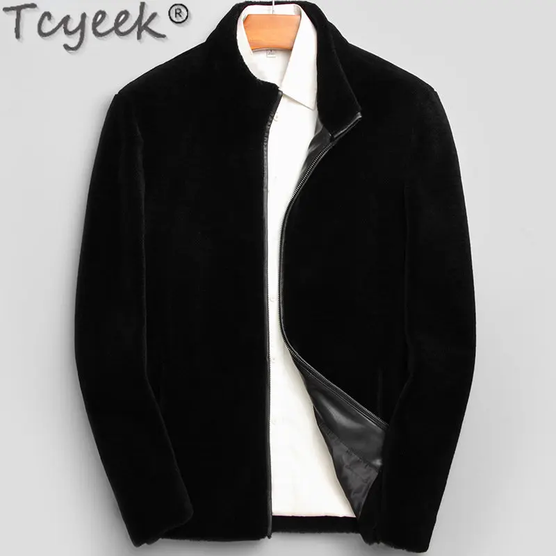 

Tcyeek 2023 Men's Wool Jacket Business Casual Real Fur Coat Male Short Sheep Shearling Jacket Men Clothing Slim Chaquetas Hombre