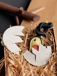 Original design chicken baby bag small pendant pure handmade leather car keychain cute pendant