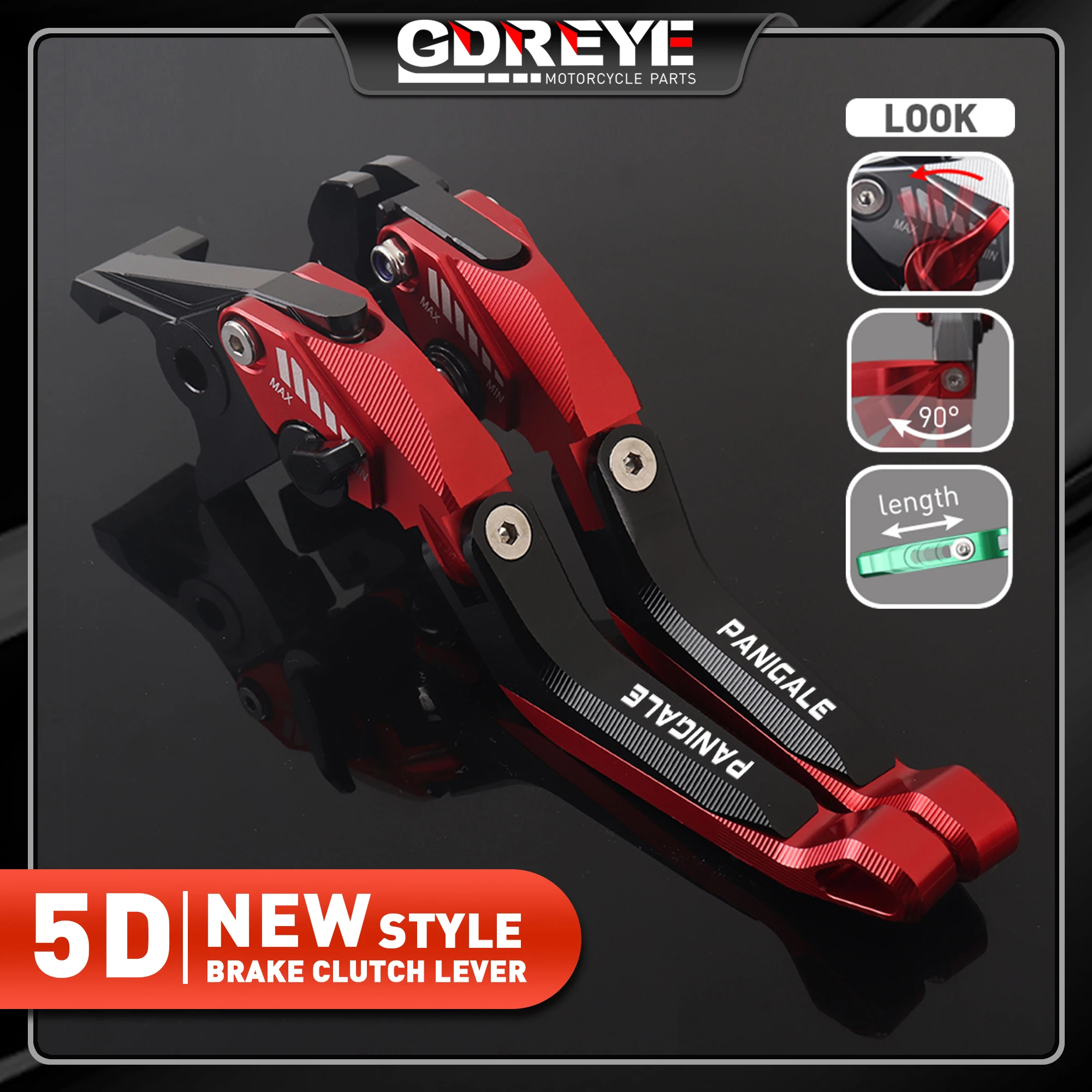 

For DUCATI Panigale V4 V2 1299 1199/S/R 959 899 Motorcycle NEW 5D CNC Aluminum Foldable Extending Brake Clutch Levers Set