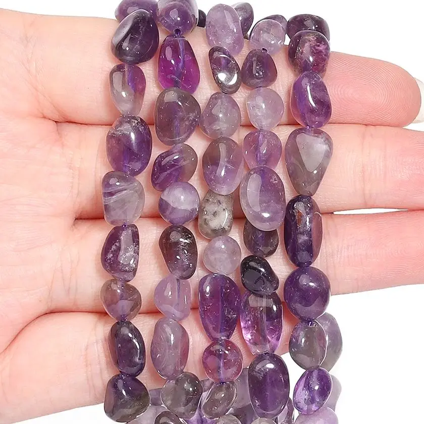 1strands 8-10mm Irregular Natural Amethyst Beads Stone Spacer Bead For DIY Jewelry Supply Bracelet Necklace Handmade Accessories