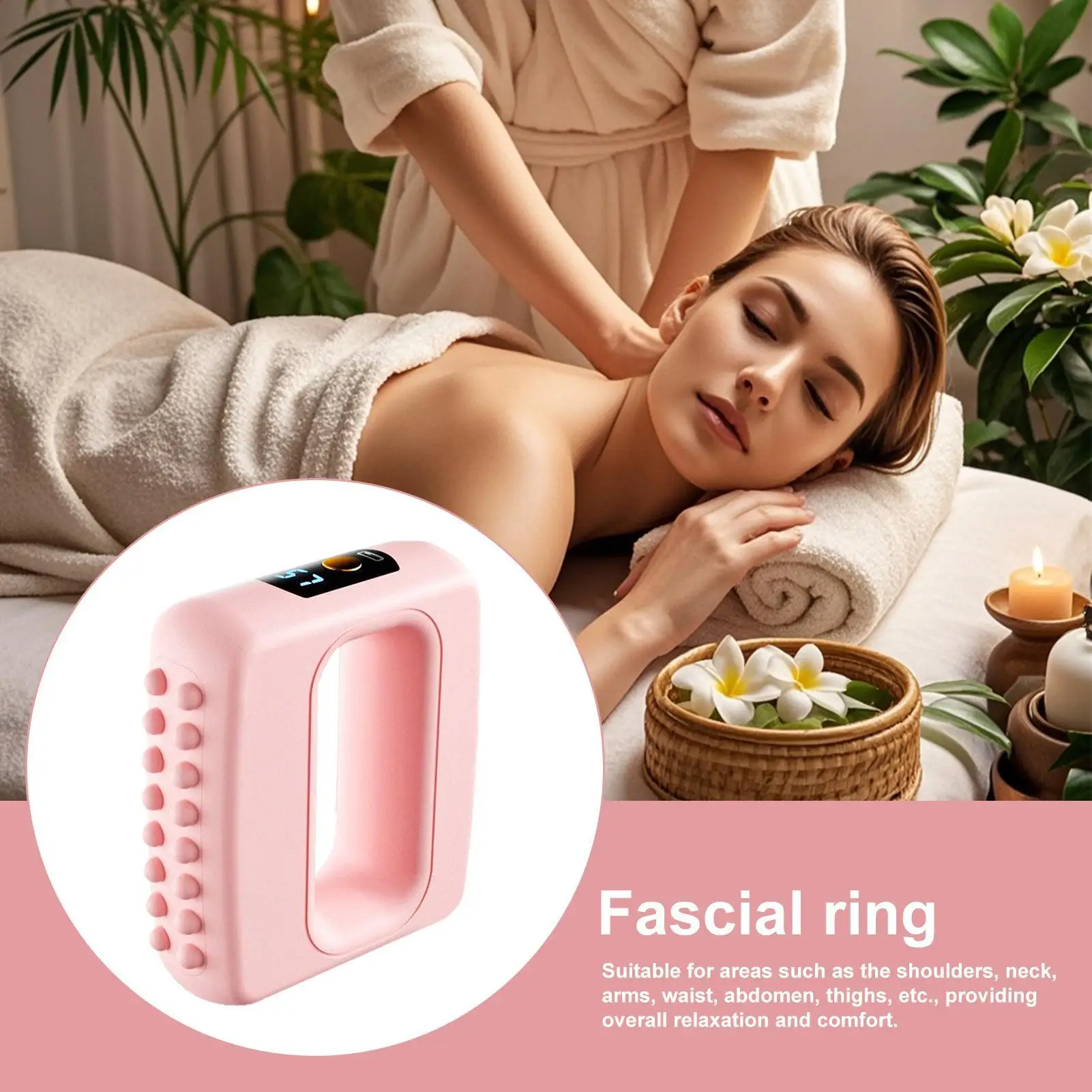 Fascia Massage Ring 5-Speed Fascia Massager Silicone Ring Cordless Massage Tools For Fat Burning Legs Neck Abdomen Shoulders