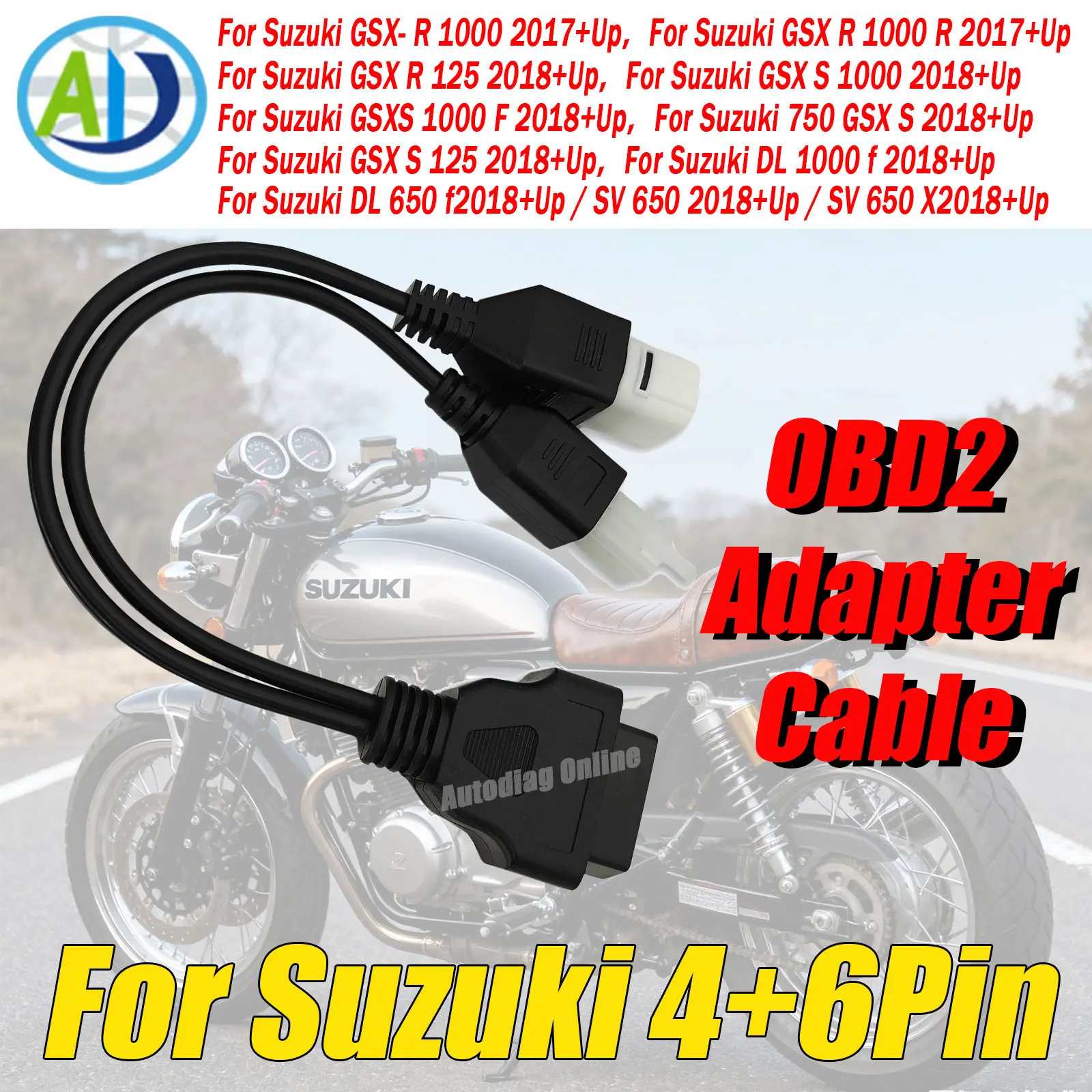 

For SUZUKI 4pin 6pin OBD2 Diagnostic Connector Cable for GSX R125/S125/S750/R1000/S1000, DL 650F/1000F, SV650 OBD2 Adapter Cable