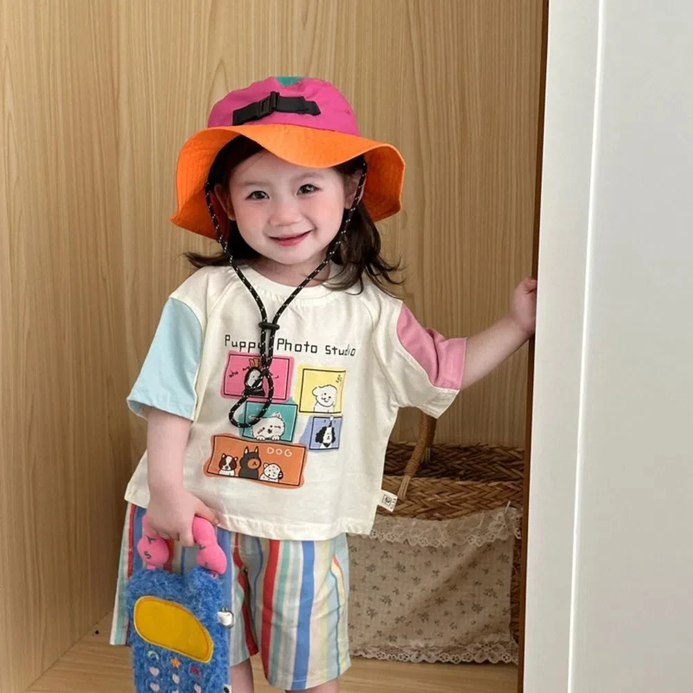 

Korean Baby Children Bucket Cap Summer Quick-dry Sunscreen Hat Outdoor Waterproof Fisherman Caps 3-7 Years