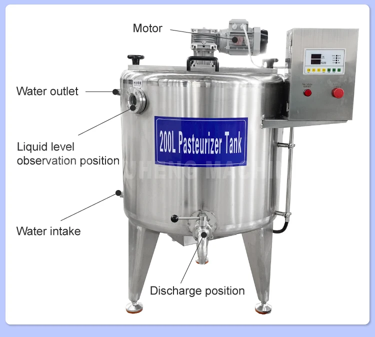 High Quality Stainless Steel Juice Pasturizer Milk Sterilizer Dairy Yogurt Ice Cream Pasteurizer and Homogenizer Tank 500L 1000L