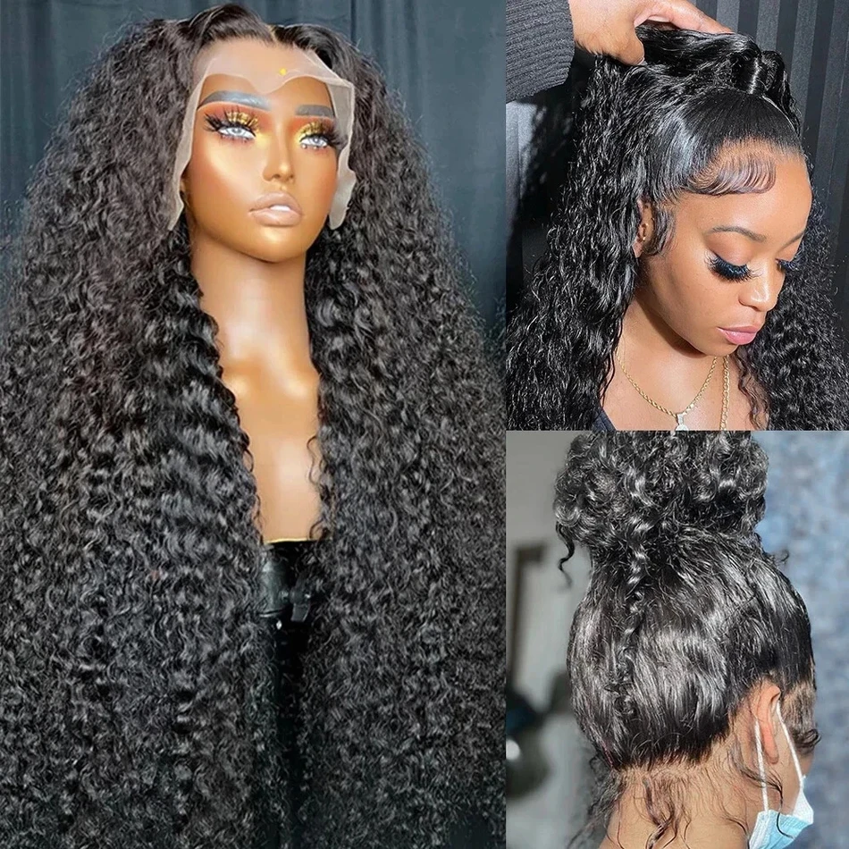 Deep Wave Curly 250 Density HD Lace Frontal 13x4 Glueless 13x6 Water Wave Wig Pre Plucked 30 40 Inch Human Hair Lace Front Wigs image 2