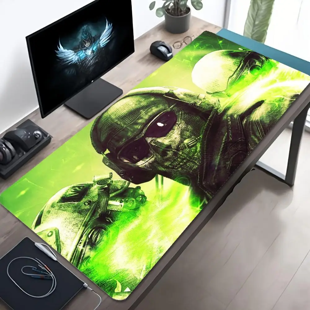 XXL Large Gaming Mouse Pad Green Masked Trooper Deskmat Non‑Slip Rubber Keyboard Table Mats Military Tactical Game Mousepads