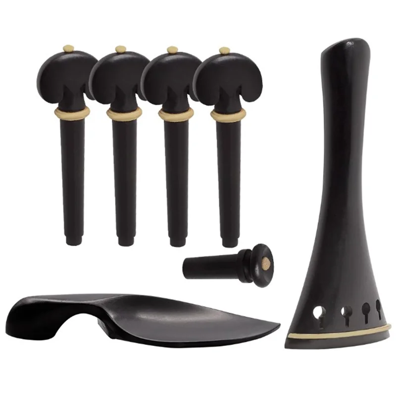 Ebony Wood Violin Pegs Chin Rest Violin Chinrest End Pin Tuner Tailpiece Set 4/4 Violin Parts