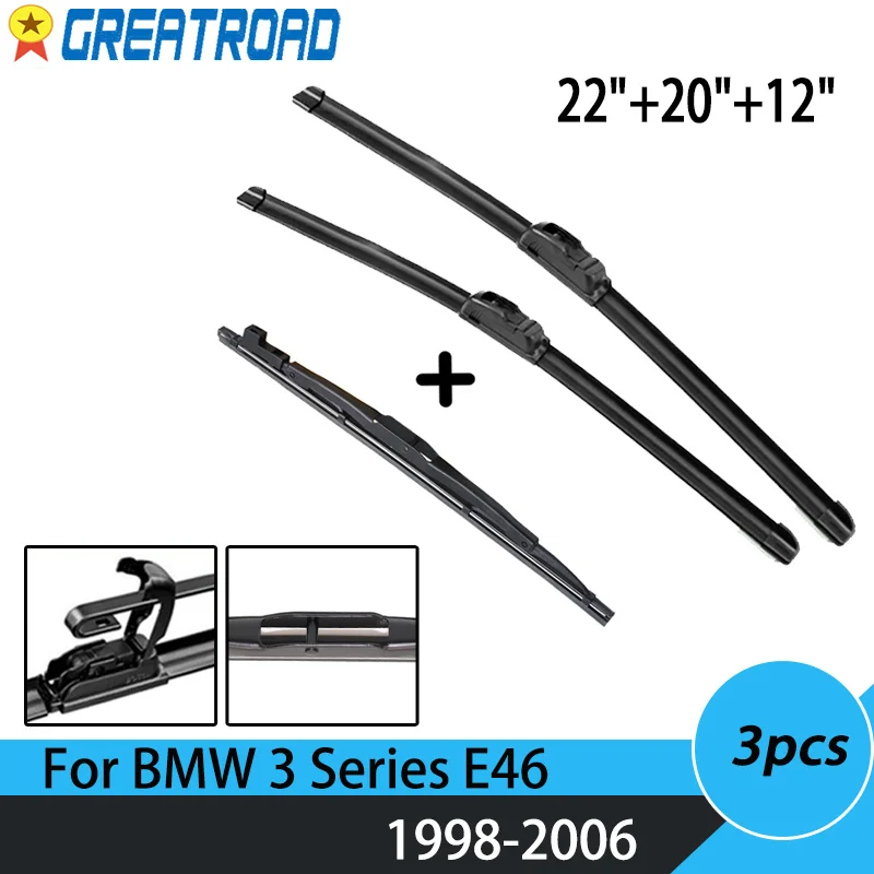 

Набор передних и задних стеклоочистителей для BMW 3 серии E46 Touring Estate 316 318 320 325 330 99 00 01-1998 22 дюйма + 20 дюймов + 12 дюймов