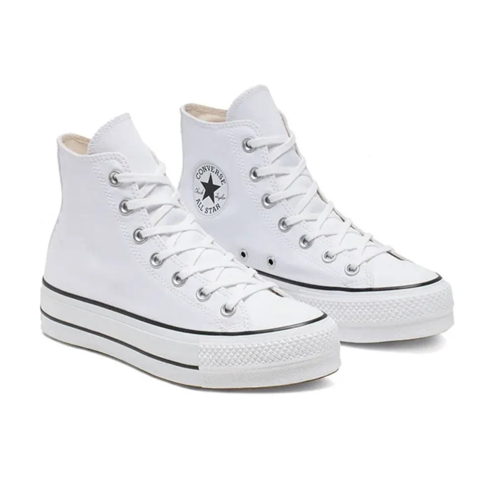 Converse White All Star Lift High Damenmode, einfache Segeltuchschuhe, bequem, leicht, lässig, Boardschuhe