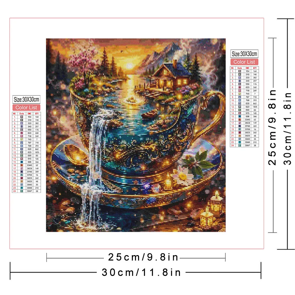 AZQSD Diamond Art Mosaic Cup Landscape Resin Square Drill Hobby Creative 5d Diy Diamond Painting 5d Waterfall Scenery