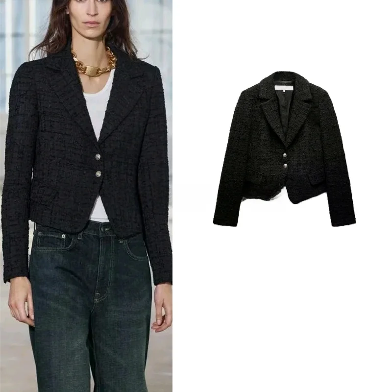 Autumn New Arrival Women's Tailored Texture Long Sve Buttoned Collar Suit Jaet Commute Sle Slim Fit Casual Polyester