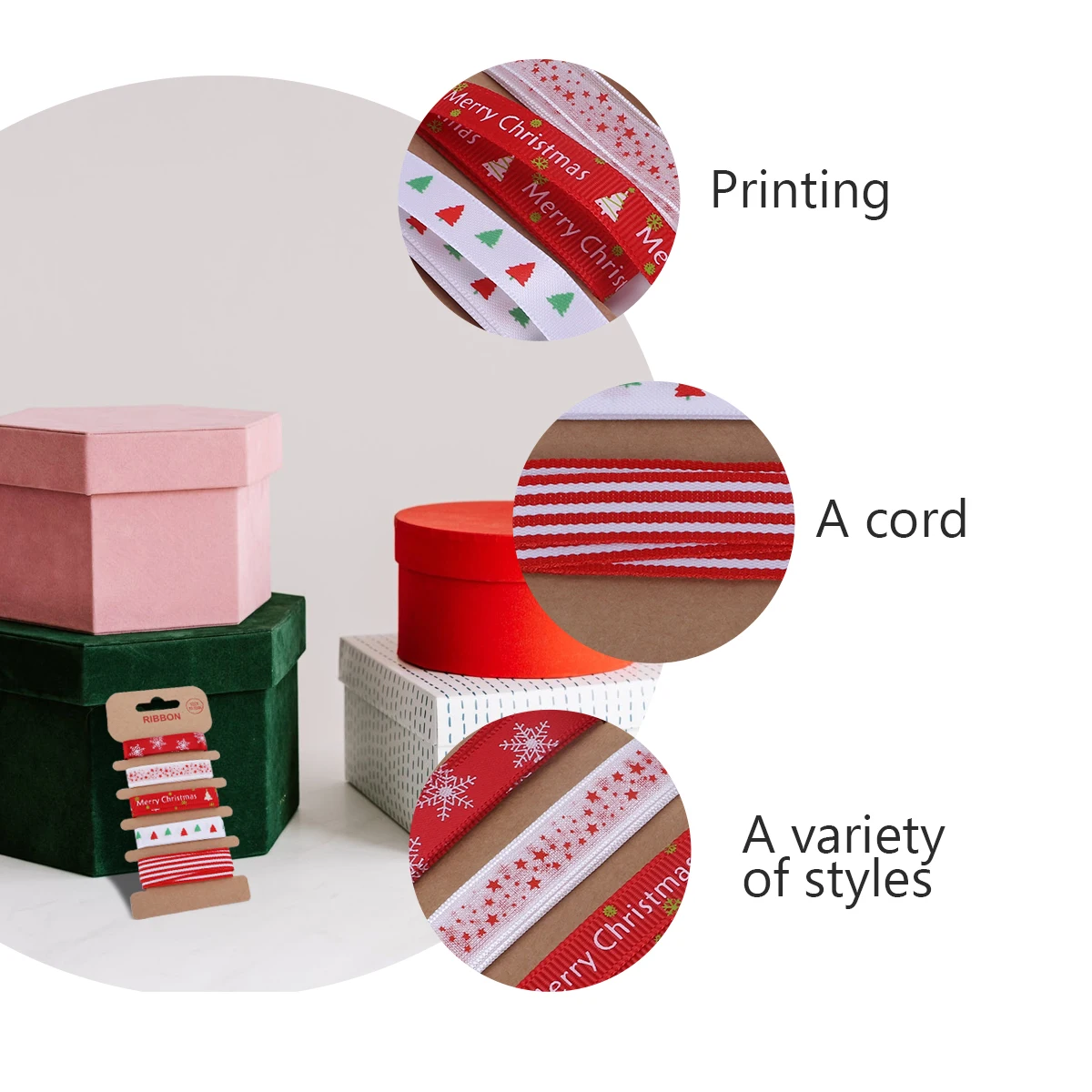 

Christmas Printed Ribbon DIY Art Crafts Holiday Time Decorative Household Wrapping Presents Ornament Cloth Chirstmas Grosgrain