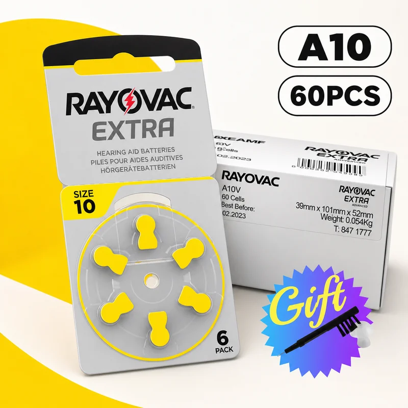 Zinc Air Button Battery A10 PR70 10A Hearing Aid Batteries 6-60PCS Replacement Cells for Digital Hearing Aids Pack