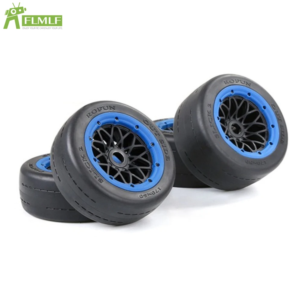 Slick Wheel Tyres Front or Rear Tire Assembly Set Fit for 1/5 HPI ROFUN ROVAN KM BAJA 5B