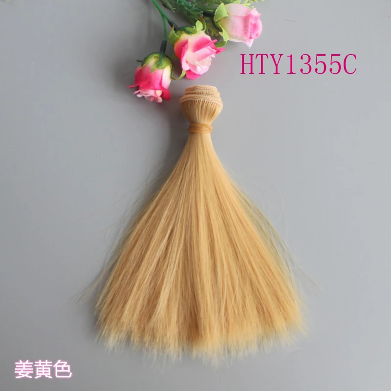 Soft Doll Hair 15cm 25cm Black Blonde Brown Khaki Color Straight Russian Handmade DIY High Temperature Doll Wigs