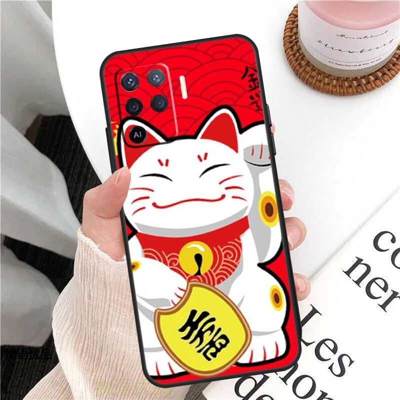 일본 행운의 고양이 케이스 Oppo A38 A80 A60 A40 A78 A18 A98 A58 A96 A76 A16 A94 A74 A54 A15 A17 A57 A77 A5 Pro 용