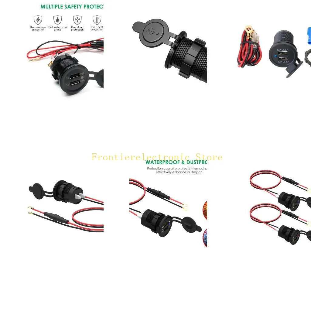 G8DB Car Boat Motorcycle Dual USB 12V 5V 2.1A Power Adapter Supply