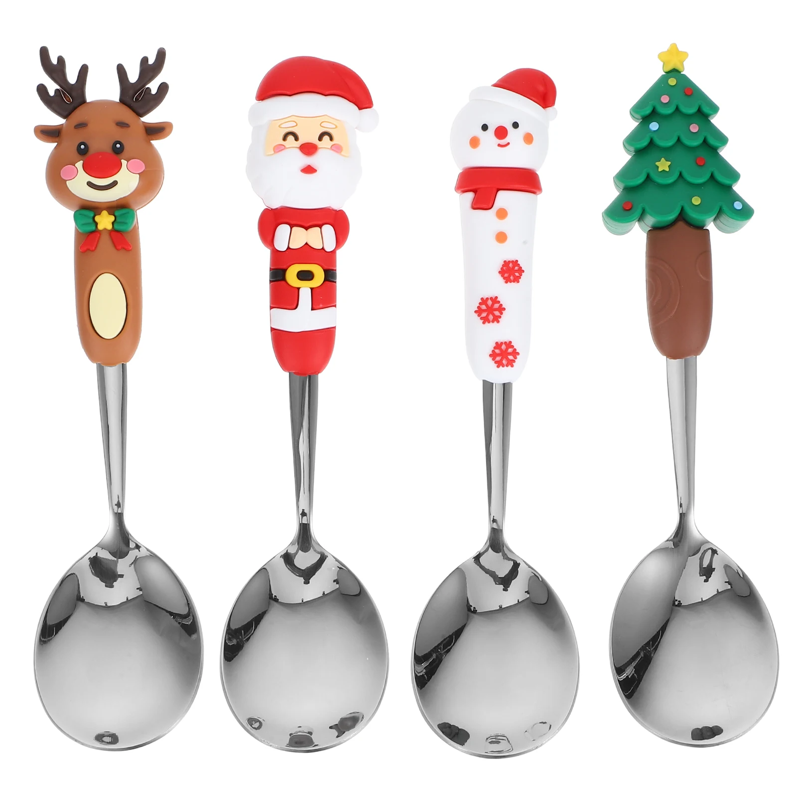 

4pcs Cartoon Dessert Spoon Stainless Steel Long Handle Cute Coffee Stirring Mixing Fancy Christmas Tea Spoon Mini Kitchen Bar