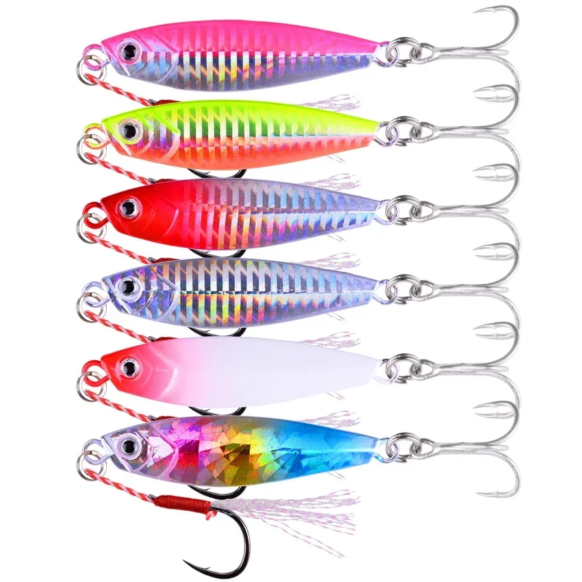 6Pcs Metal Slow Cast Jigs Spoon Lures 7/10/15/20/30/40g Shore Casting Jigging Fish Sea Bass Fishing Lure Artificial Bait Tackle