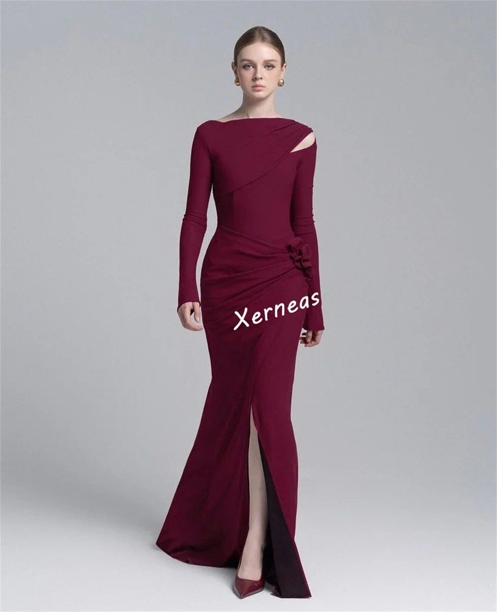 Maßgeschneiderte lange Kleider im Meerjungfrau-Stil mit Jersey-Falten, maßgeschneiderter Anlass, schlichtes, elegantes Partykleid, hochwertiges Hochzeitsgast-Temperament