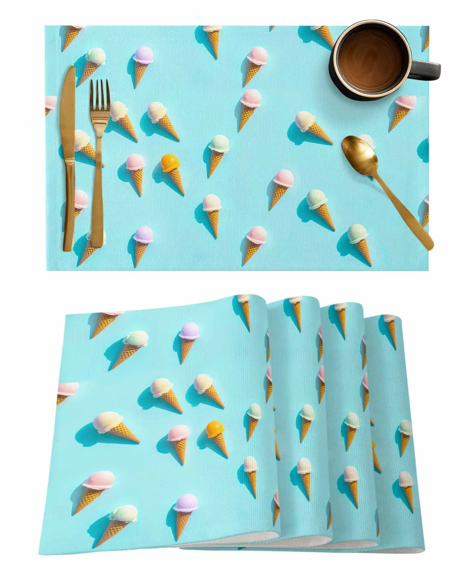 Summer Ice Cream Wallpaper Table Runner Home Wedding Table Mat Centerpieces Decoration Dining Long Tablecloth