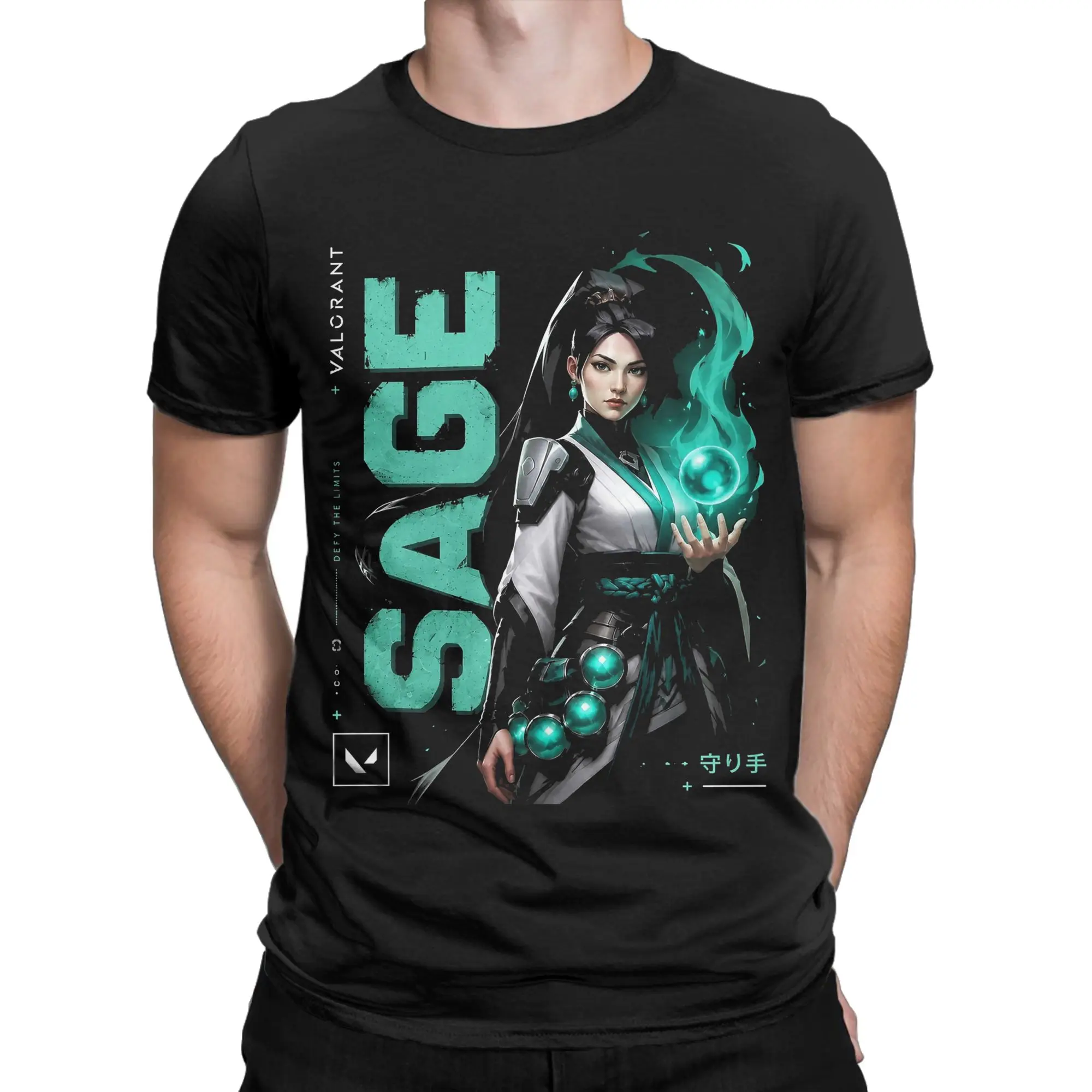 Fun Sage Valorant Anime Gaming T-Shirts for Men Round Neck Cotton T Shirts  Short Sleeve Tees Graphic Clothing