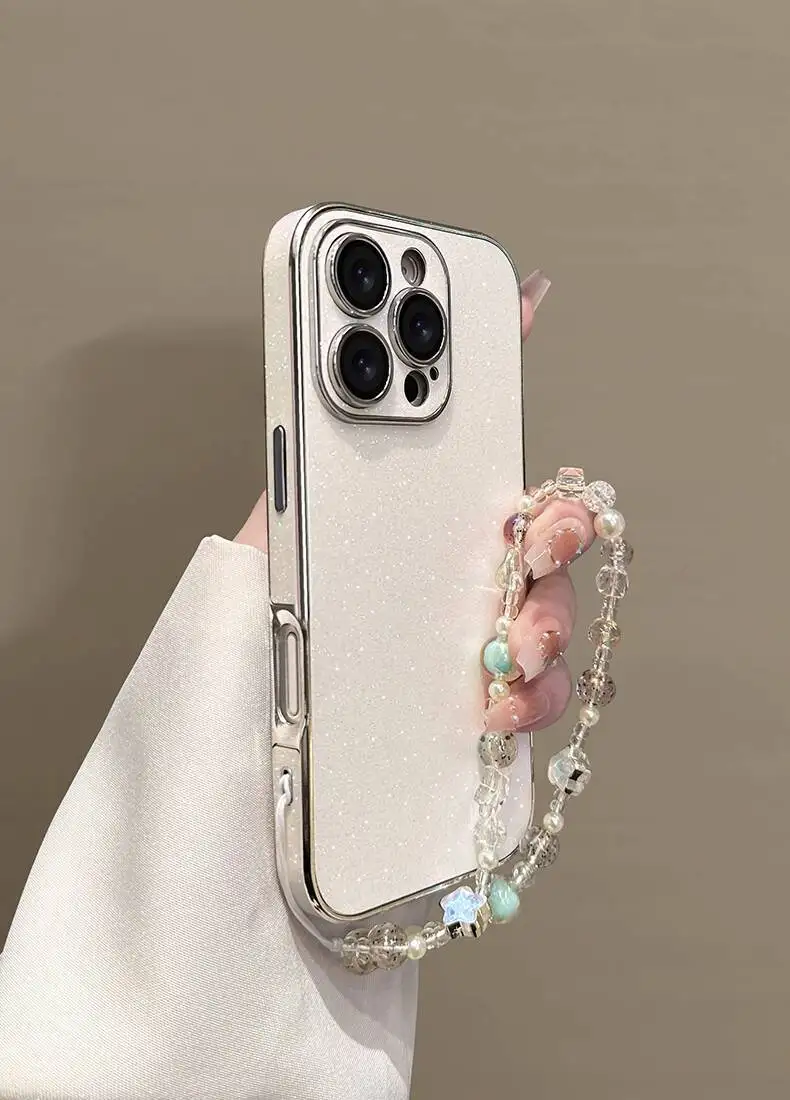 

High Quality Phone Case For iPhone 16 15 13 12 11 14 Pro Max Luxury Glitter Bling Cover with chain For iPhone 15 16 Pro max