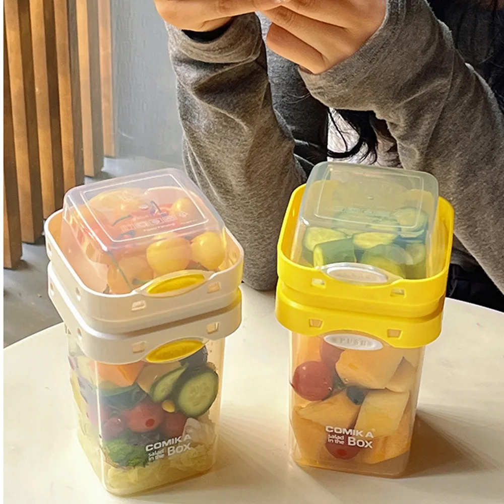 New Portable Fruit Salad Cup Leakproof With Lid Spoon Breakfast Cups Fruit Box Plastic Oatmeal Cup