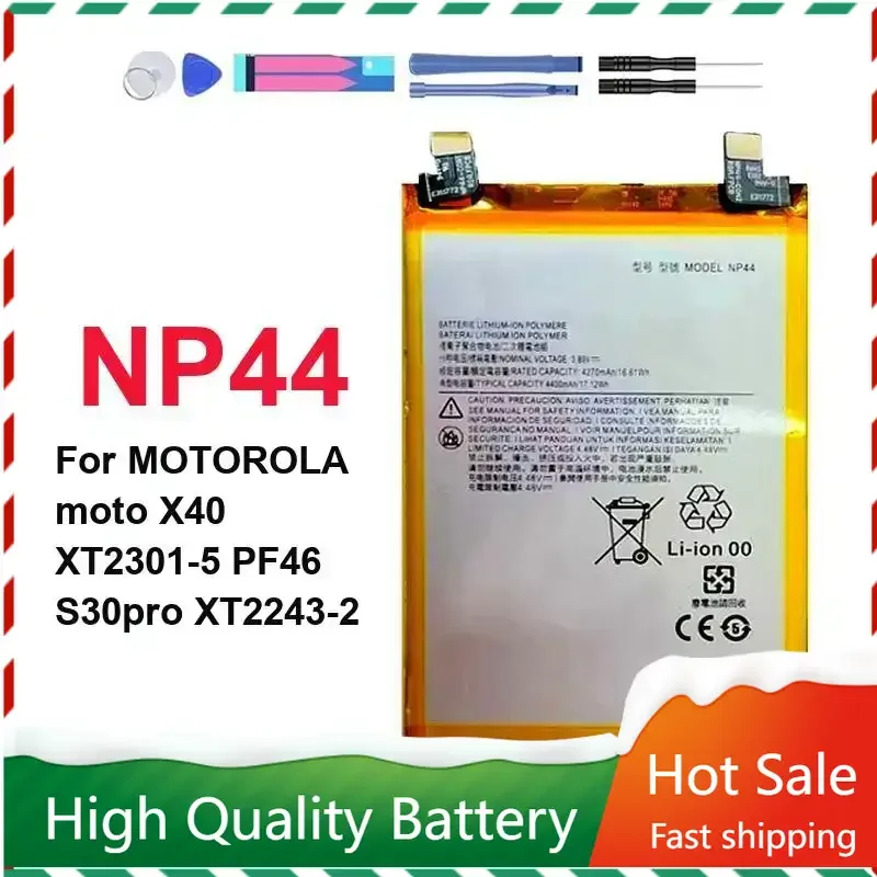 

4400mAh NP44 Battery for MOTOROLA Moto S30pro S30 Pro XT2243-2 X40 XT2301-5 PF46 Mobile Batteries Batteria + Kit Tools Warranty