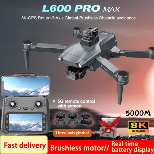 L600 PRO MAX GPS 드론 8K 직업 HD 카메라 대형 스크린 Quadcopte 장난감으로 3 축 짐벌 브러시리스 레이저 장애물 회피