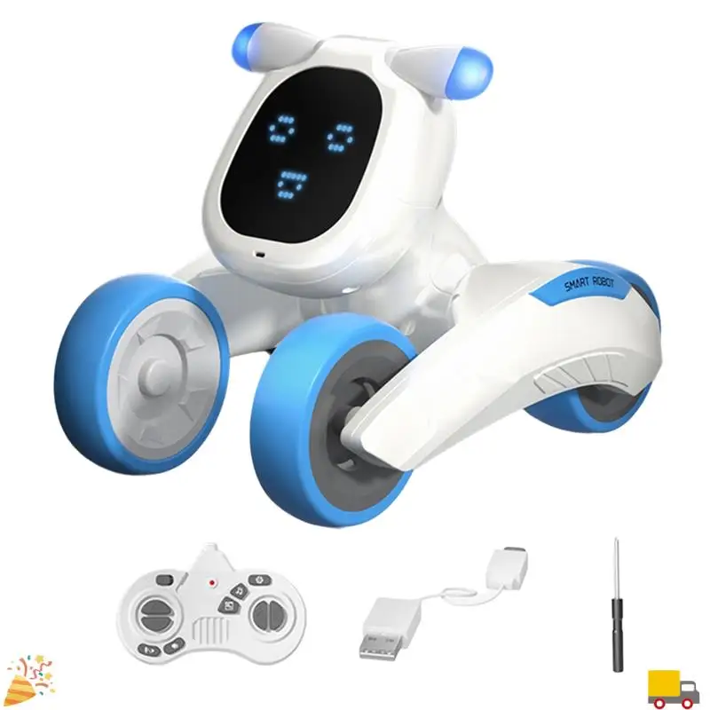 Programme pour animaux de compagnie Robot chien RC Robot danse interactif RC Robot chiot commande vocale cadeau Intelligent pour les enfants bleu