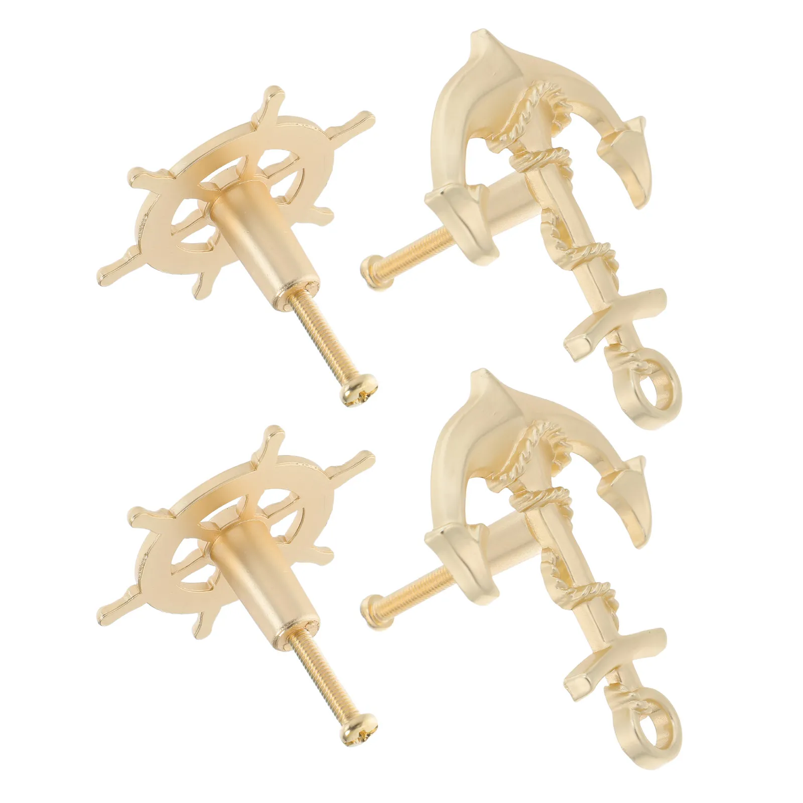 

4Pcs Vintage Ship Wheel Anchor Cabinet Handles Retro Decorative Drawer Pulls for Wardrobe Closet Furniture Hardware