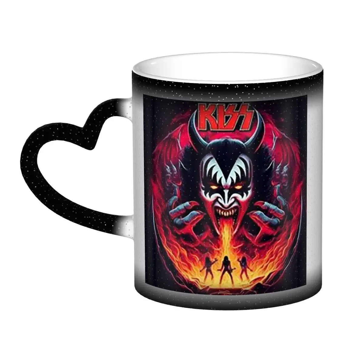 KISS The Band Demon Red Rock Music Mug Funny Ceramic Coffee Cups Tea Mugs Milk Cup Drinkware Gift for Friends