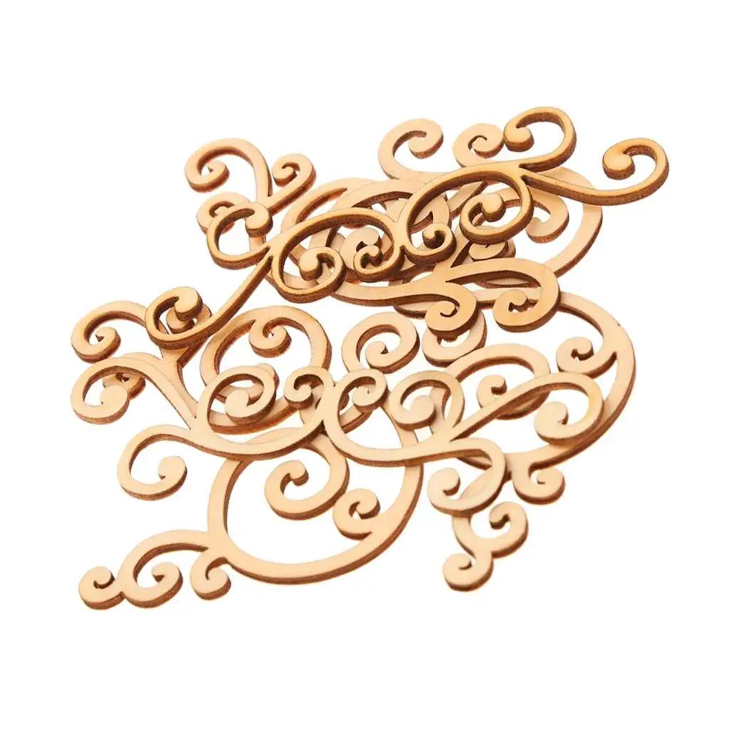 8Pcs Large Flourishes Wood Scrapbooking Crafts DIY Wedding Party Decorations