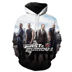 Movie Fast and Furious 3D Print Hoodies Men Women New Casual Oversized Pullover Hooded Sweatshirts Streetwear Kids Tops Clothes