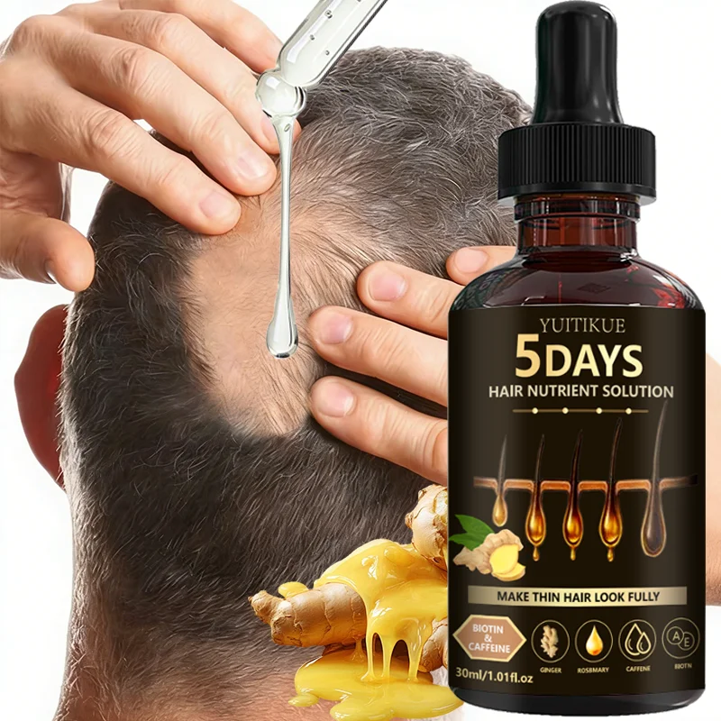 YUITIKUE 5 Days Hair Nutrient Solution 30ml - Ginger & Rosemary Scalp Serum for Fuller, Thicker Hair