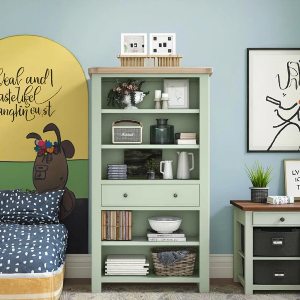 Modernes Büro Bücherregal Mit 5 Großen Regalen Und 1 Schublade Home Kinderzimmer Spielzeug Vitrine Eiche Top Effect Bücherregal