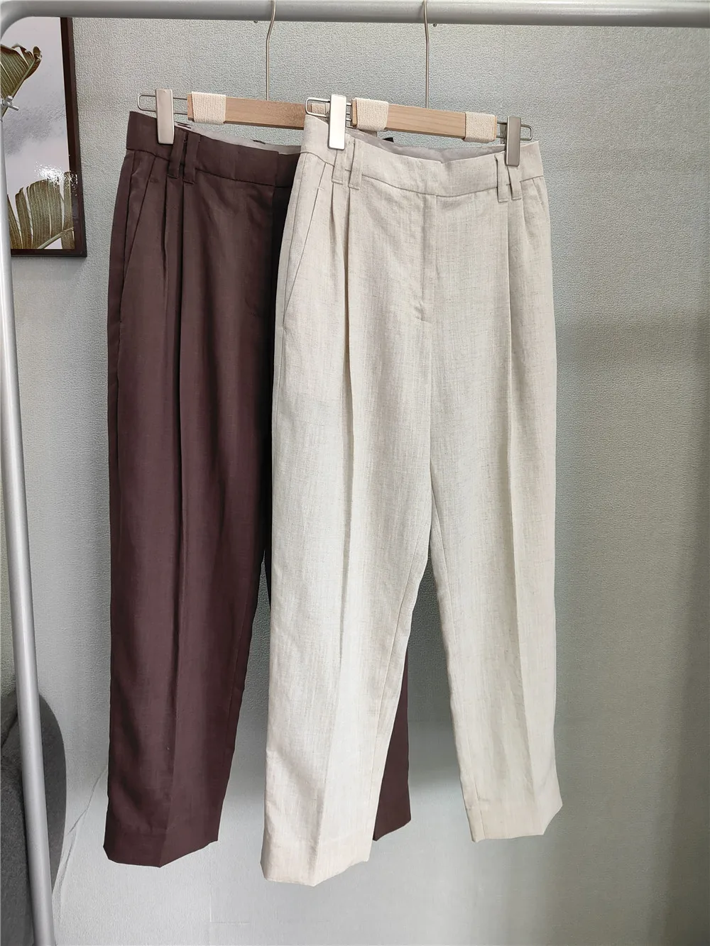

Ladies Casual Pants 25 New Spring/Summer High Waist Straight Trousers Comfortable Breathable