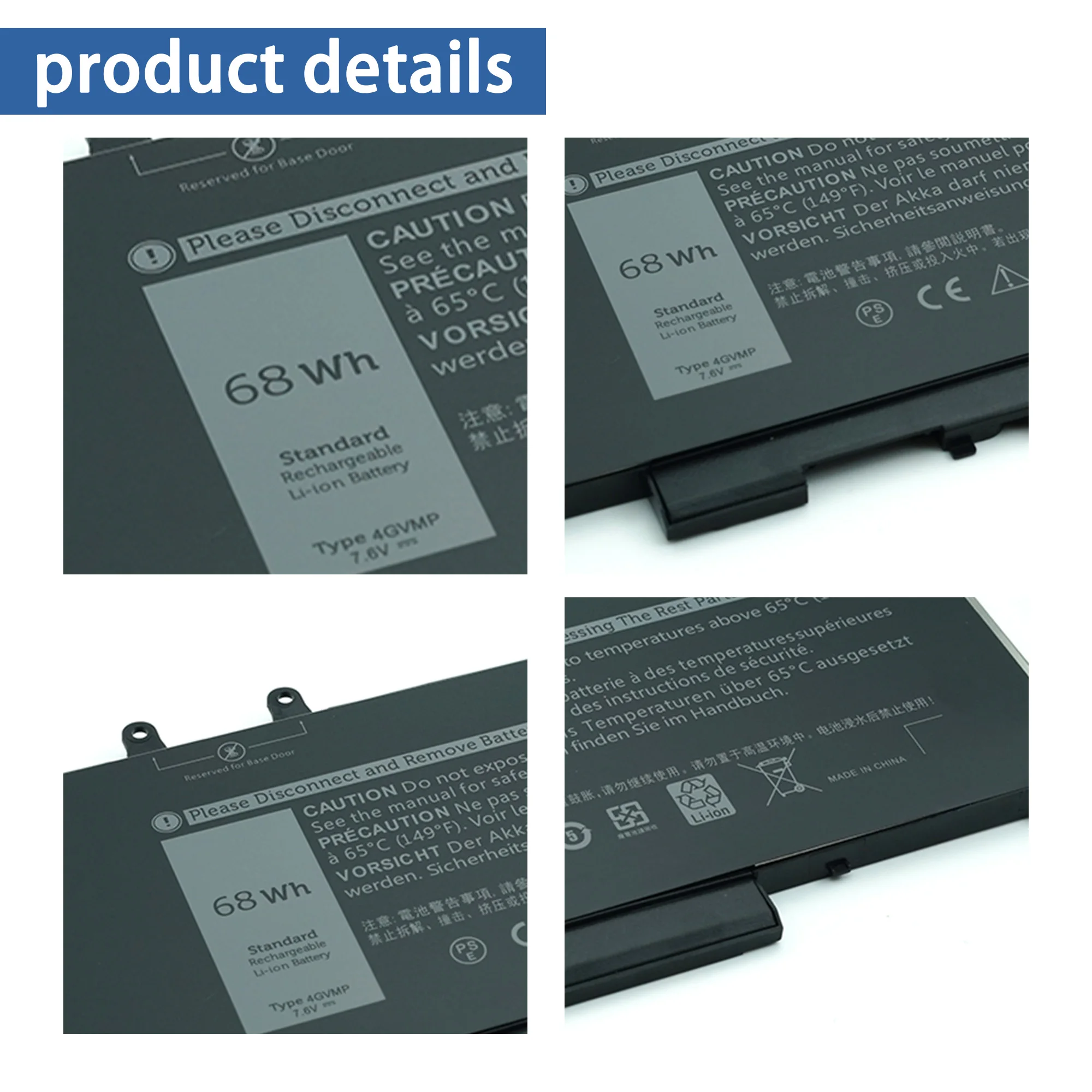 Batterie d'ordinateur portable 4GVMP 68Wh pour Dell Latitude 5400 5401 5410 5411, 5500 55015510 5511 Precision 3540 3550