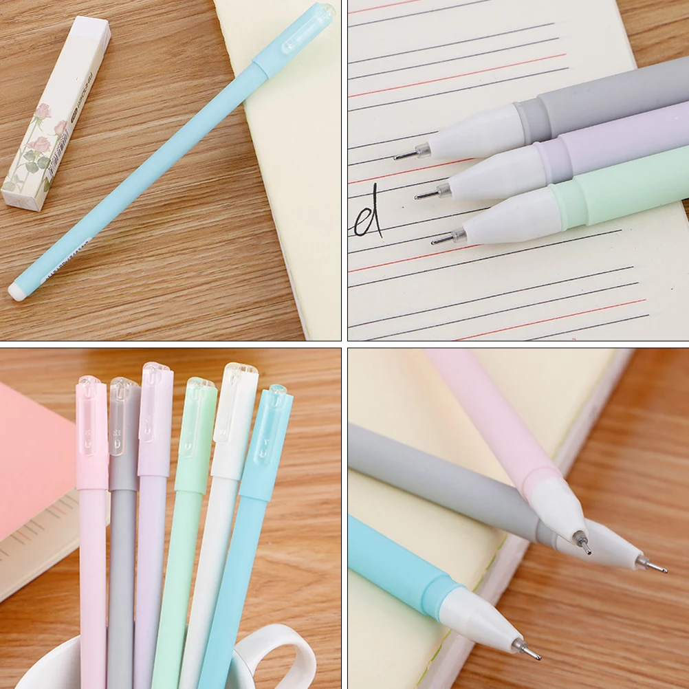 10 Pcs Cartoon Candy Colored Water-based Pen Student Ink Pastel Plastic Adorable Writing Pens