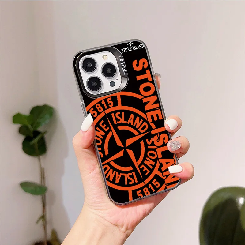 Stone Full edge film phone case LOGO For iPhone 16 15 14 13 12 11 mini Pro Max X XR XS MAX 8 7 Plus Island iphone case