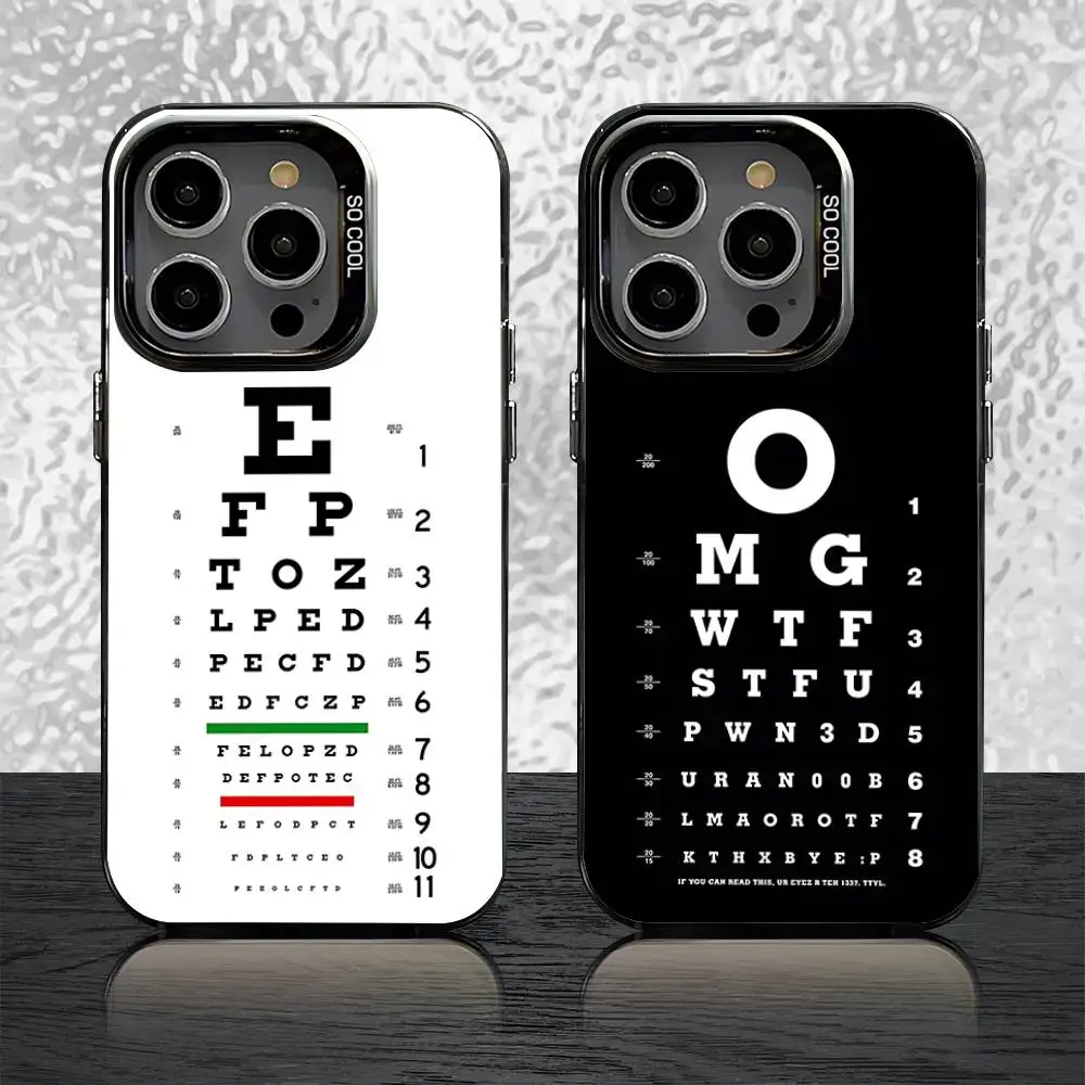 

Medical Eye Vision Chart Phone Case For iPhone 16,15,14,13,12,11,Pro,XS,Max,Plus,Mini,SE Black Candy Matte Shockproof Cover