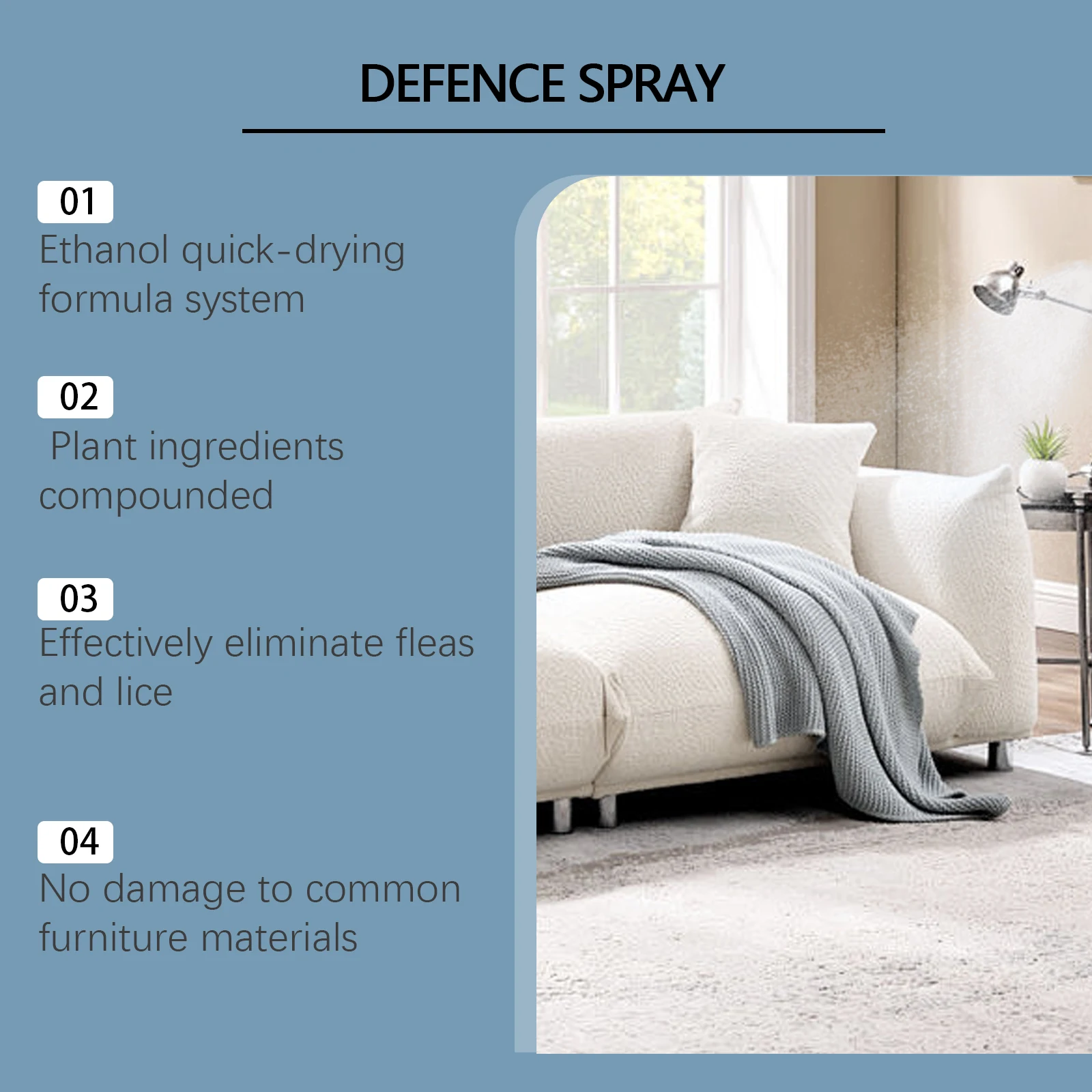 100 مللي رذاذ برغوث منزلي تركيبة إكليل الجبل الطبيعية مناسبة للأقمشة والأسطح الصلبة رذاذ تنظيف عديم الرائحة سريع الجفاف #3