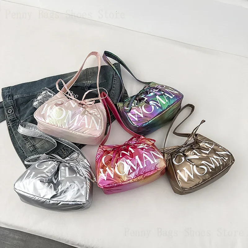 2025 Trendy Dumpling Bag Niche Letter Underarm Bag Ultra-Light Fabric Large Capacity Commuting Casual Shoulder Messenger Bag