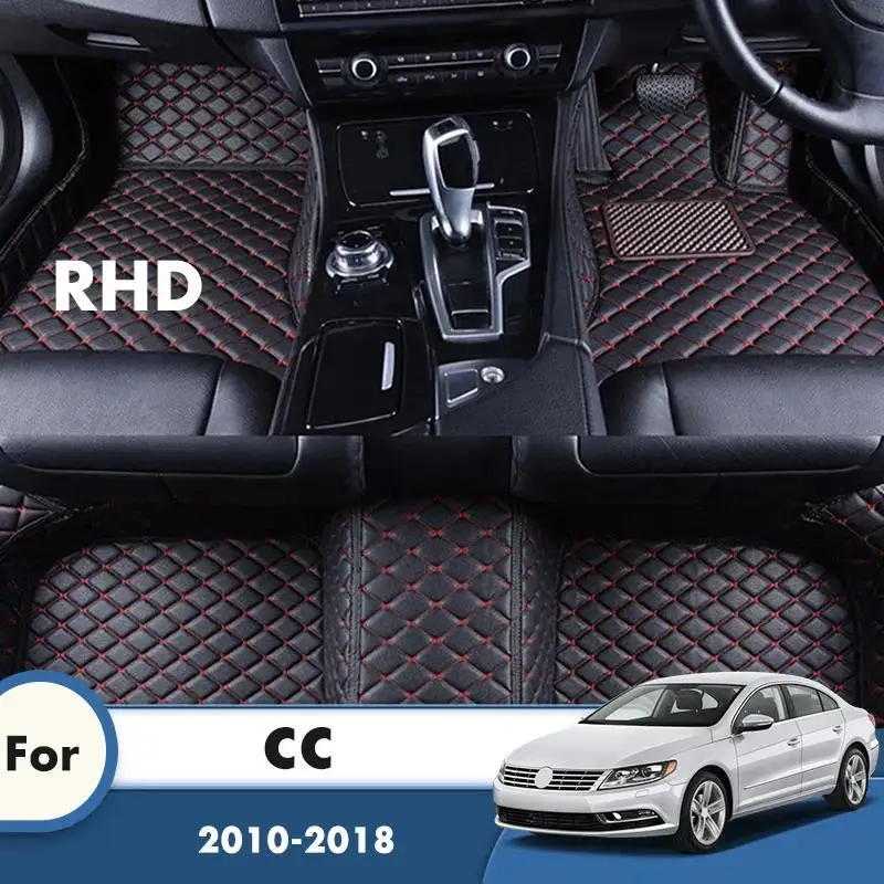 

RHD Car Floor Mat For VW Volkswagen CC 2010 2011 2012 2013 2014 2015 2016 2017 2018 Custom Leather Carpet Auto Interior