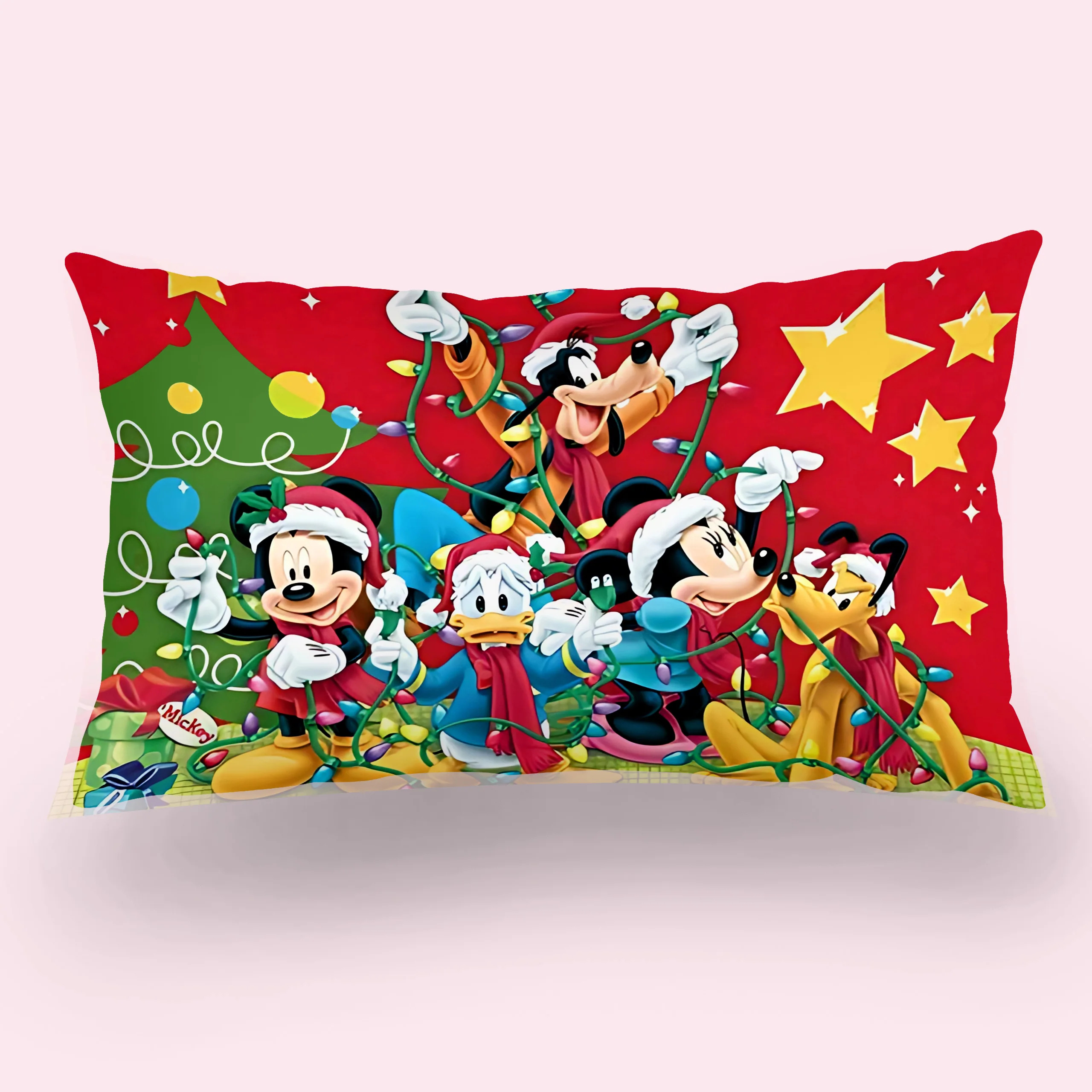Disneies Christmas Mickey Double-sided Printing Rectangle Pillow Case Bedside Pillowcase Sofa Cushion Cover Room Home Decoration