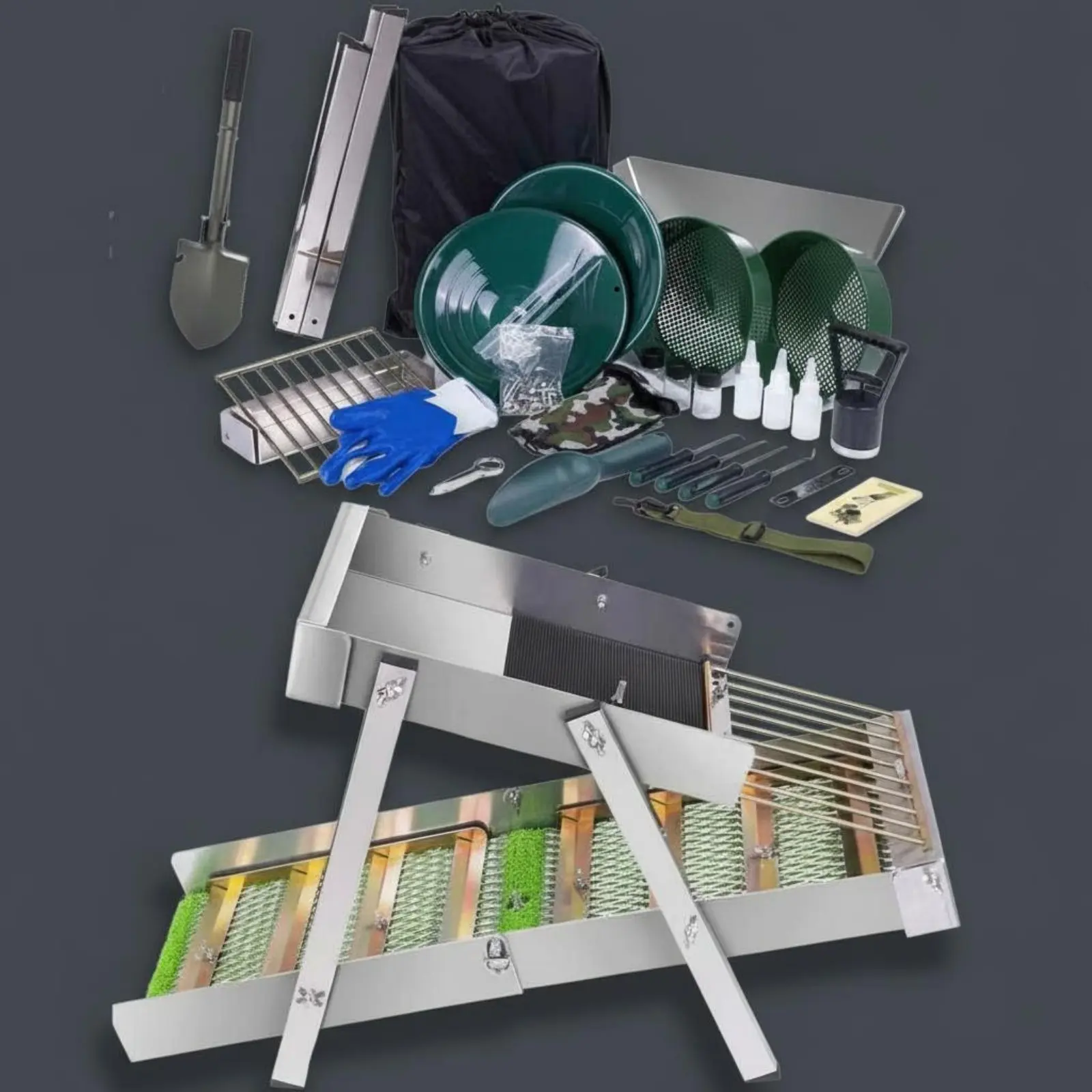 Sluice Box Kit Lightweight Aluminum Gold Sluice Portable Gold Prospecting Tool Beginner Approachable Rust Resistant